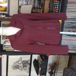 VTG Grace elements front and sleeve zippers pleated back burgundy blazer 10